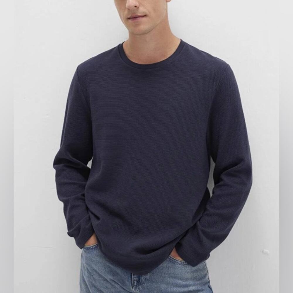 NEW MAVI Basic Crew Neck Long Sleeve Slim Fit Long Sleeve Navy Size Medium
